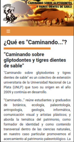 Captura del sitio Caminando sobre gliptodontes y tigres dientes de sable