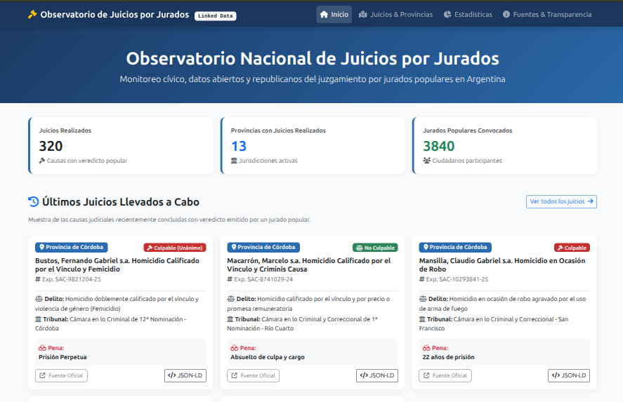 Captura del Observatorio Nacional de Juicios por Jurados